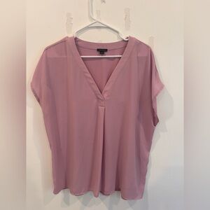 Ann Taylor Mauve V-Neck Blouse